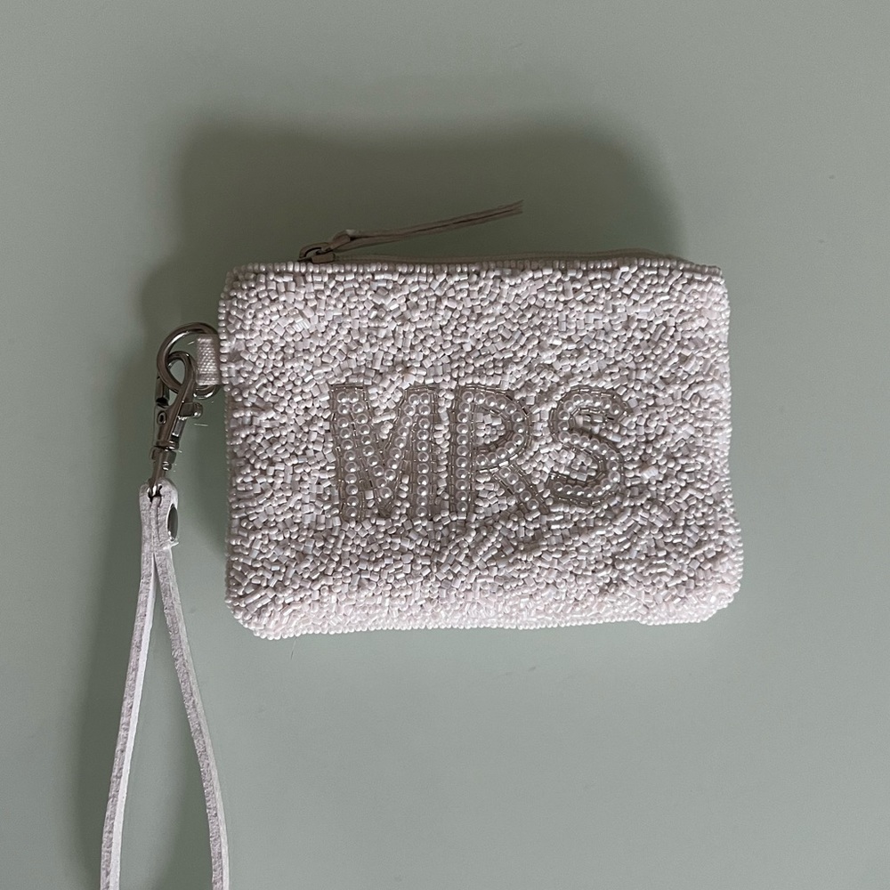 Altar'd State White Beaded Bridal Mrs. Clutch